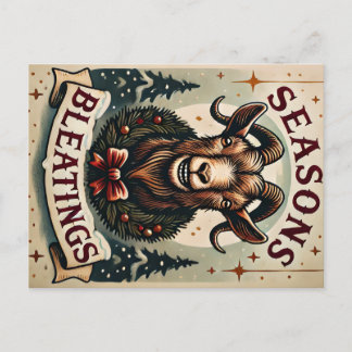 Season's Bleatings - Festive Goat Postcard