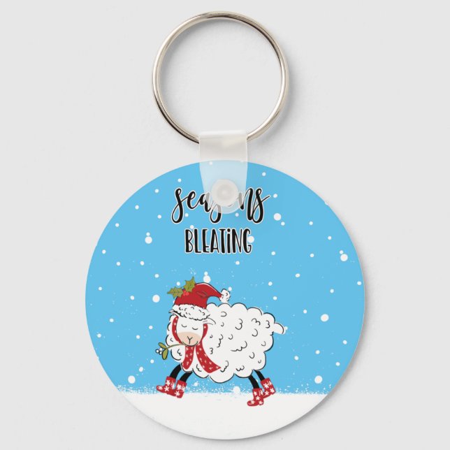 seasons bleatings lamb sheep funny joke christmas key ring (Front)