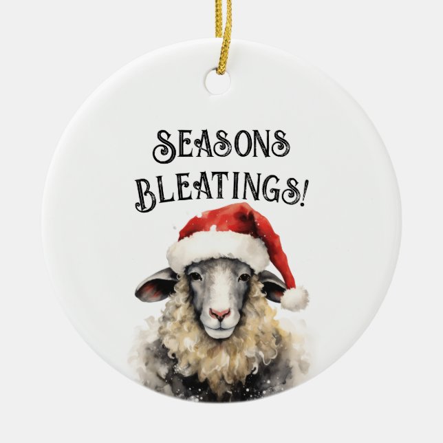 Seasons Bleatings Sheep Christmas ornament (Front)