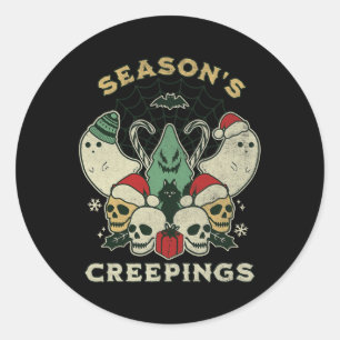 Seasons Creepings Fun Halloween Christmas Graphic Classic Round Sticker