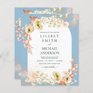 Seasons Dusty Blue Coral Floral Mix Wedding