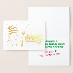 Seasons eatings retro plate Christmas cookie food Foil Card