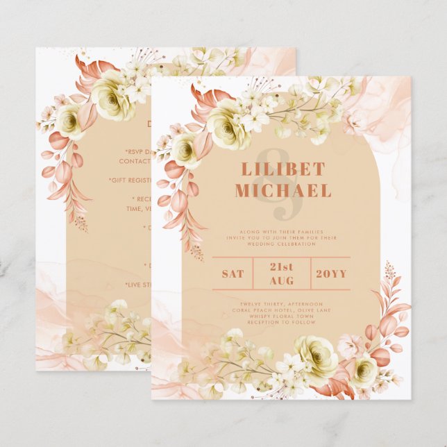 Seasons Fall Earthen Mix Boho Floral Wedding (Front/Back)