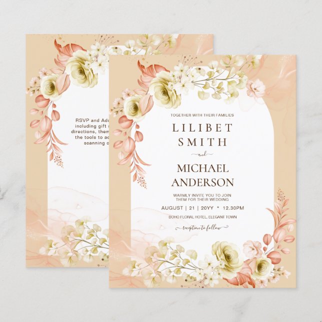 Seasons Fall Earthen Mix Boho Floral Wedding (Front/Back)