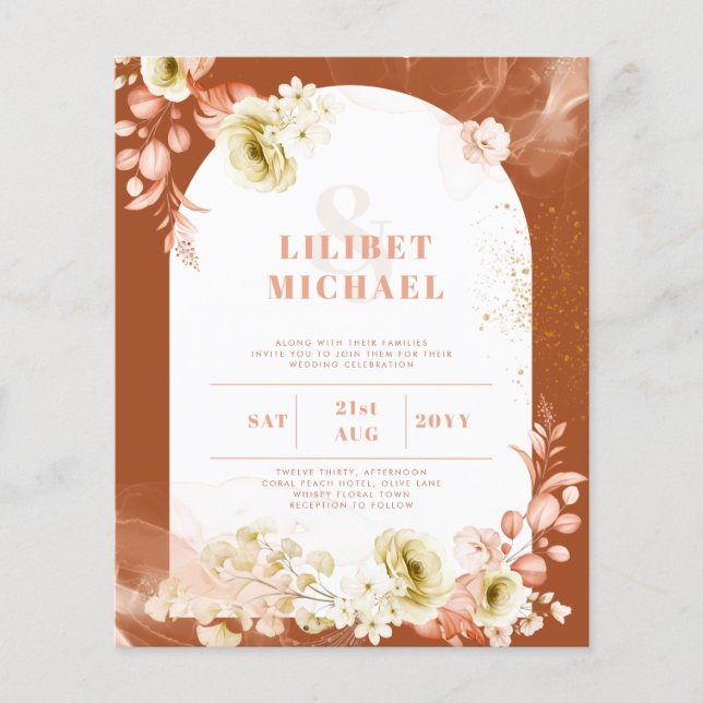 Seasons Fall Earthen Mix Boho Floral Wedding Flyer (Front)
