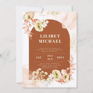 Seasons Fall Earthen Mix Boho Floral Wedding Invitation