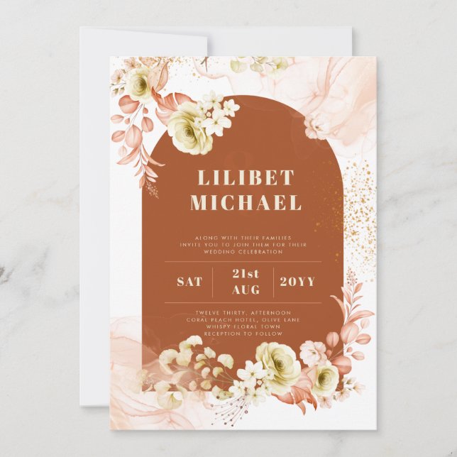 Seasons Fall Earthen Mix Boho Floral Wedding Invitation (Front)