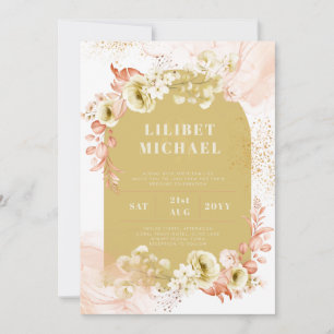 Seasons Fall Earthen Mix Boho Floral Wedding Invitation