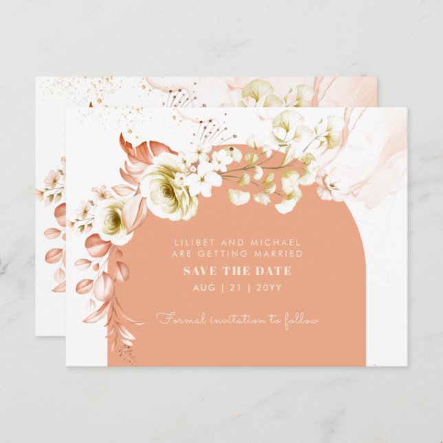 Seasons Fall Earthen Mix Boho Floral Wedding Postcard (Front/Back)