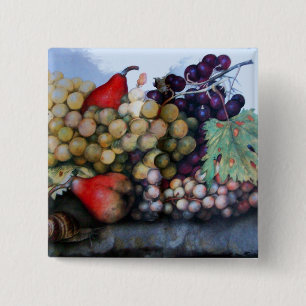 SEASON'S FRUITS 1 - GRAPES AND PEARS 15 CM SQUARE BADGE