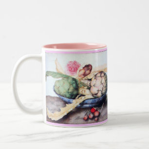 SEASON'S FRUITS 4- ARTICHOKES, ROSE & STRAWBERRIES Two-Tone COFFEE MUG