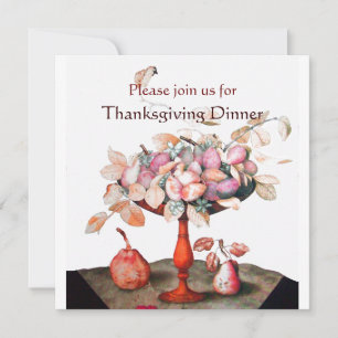 SEASON'S FRUITS 5 Thanksgiving Dinner Party white Invitation