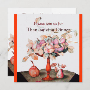 SEASON'S FRUITS 5 Thanksgiving Dinner Party white Invitation