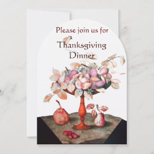 SEASON'S FRUITS 5 Thanksgiving Dinner Party white Invitation
