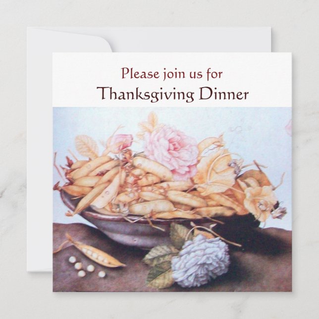 SEASON'S FRUITS 6- BEANS AND ROSES Thanksgiving Invitation (Front)