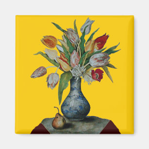SEASON'S FRUITS AND FLOWERS - TULIPS IN BLUE VASE MAGNET