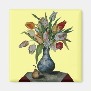 SEASON'S FRUITS AND FLOWERS - TULIPS IN BLUE VASE MAGNET