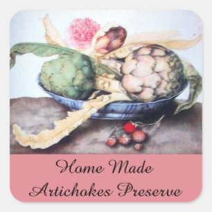 SEASON'S FRUITS / ARTICHOKE Preserve Canning Square Sticker