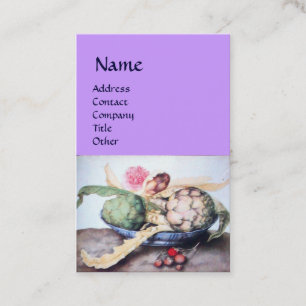 SEASON'S FRUITS,ARTICHOKES,ROSE,STRAWBERRIES Lilac Business Card