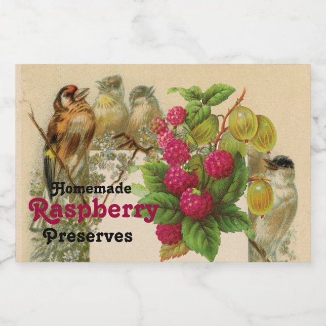 SEASON'S FRUITS / BIRDS AND RASPBERRIES PRESERVES FOOD LABEL (Single Label)