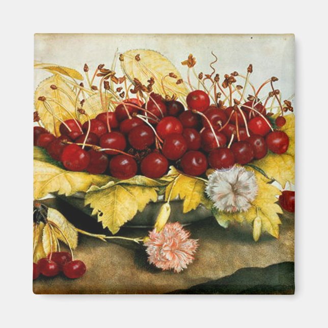 SEASON'S FRUITS / CHERRIES AND CARNATIONS MAGNET (Front)
