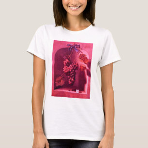 SEASON'S FRUITS /HANGED GRAPES AND BUTTERFLY Pink T-Shirt