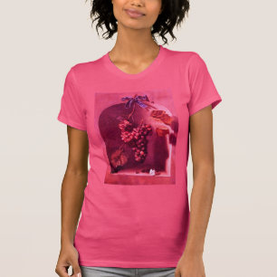 SEASON'S FRUITS /HANGED GRAPES AND BUTTERFLY Pink T-Shirt