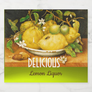 SEASON'S FRUITS LEMONS AND LEMON FLOWERS LIQUOR BOTTLE LABEL