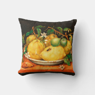 SEASON'S FRUITS LEMONS AND WHITE FLOWERS  CUSHION