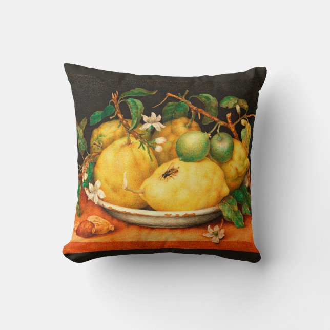 SEASON'S FRUITS LEMONS AND WHITE FLOWERS  CUSHION (Front)