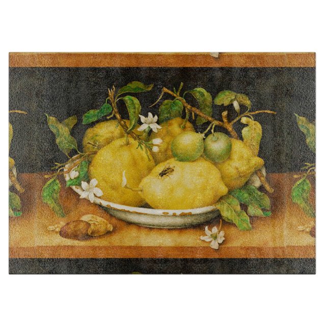 SEASON'S FRUITS LEMONS AND WHITE FLOWERS CUTTING BOARD (Front)