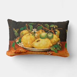 SEASON'S FRUITS LEMONS AND WHITE FLOWERS LUMBAR CUSHION