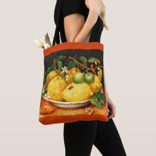 SEASON'S FRUITS LEMONS AND WHITE FLOWERS  TOTE BAG