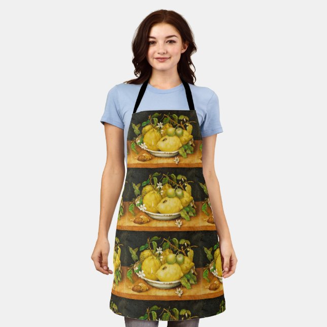 SEASON'S FRUITS,LEMONS LEMON FLOWERS Yellow  Apron (Worn)