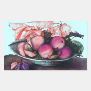 SEASON'S FRUITS / PEACHES AND PRUNES RECTANGULAR STICKER