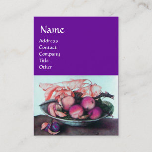 SEASON'S FRUITS Peaches,Prunes and Leaves Purple Business Card