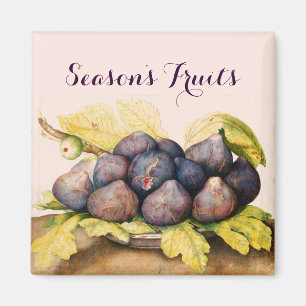 SEASON'S FRUITS / PLATE WITH FIGS AND GREEN LEAVES MAGNET