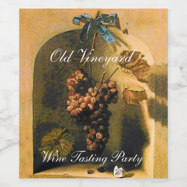 SEASON'S FRUITS PROSPERITY / GRAPES WITH BLUE BOW WINE LABEL (Single Label)