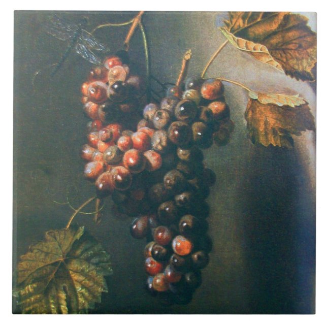 SEASON'S FRUITS -PROSPERITY HANGED GRAPES Rustic Ceramic Tile (Front)