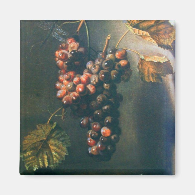 SEASON'S FRUITS -PROSPERITY HANGED GRAPES Rustic Magnet (Front)