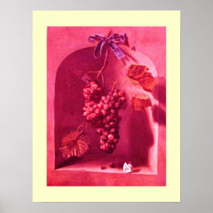 SEASON'S FRUITS -PROSPERITY pink antique red cream Poster