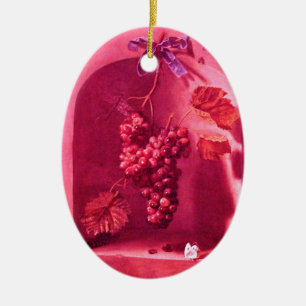 SEASON'S FRUITS -PROSPERITY Pink Purple Amethyst Ceramic Ornament