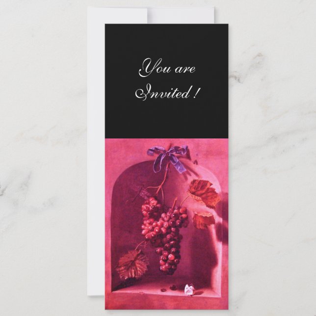 SEASON'S FRUITS - PROSPERITY ,pink red black Invitation (Front)