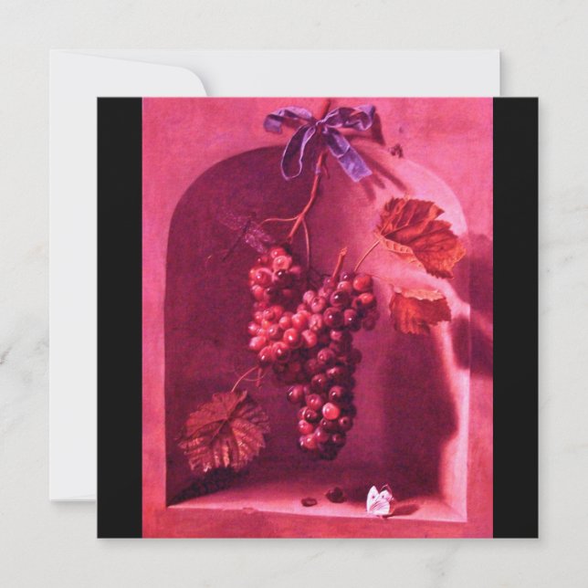 SEASON'S FRUITS - PROSPERITY ,pink red black Invitation (Front)
