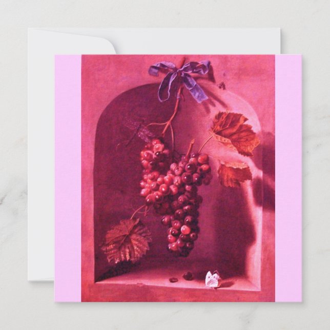 SEASON'S FRUITS - PROSPERITY ,pink red brown Invitation (Front)