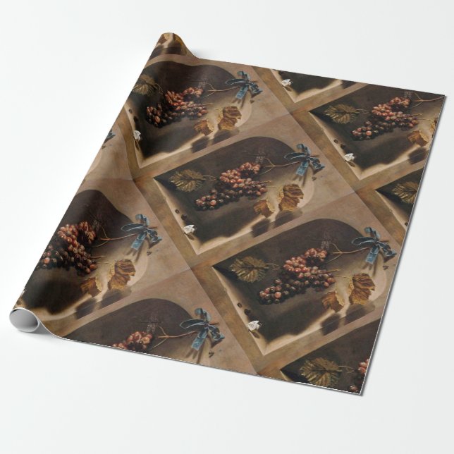 SEASON'S FRUITS,PROSPERITY Red Grapes ,Butterfly Wrapping Paper (Unrolled)