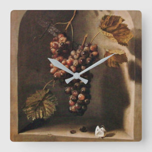SEASON'S FRUITS - PROSPERITY ,yellow green brown Square Wall Clock