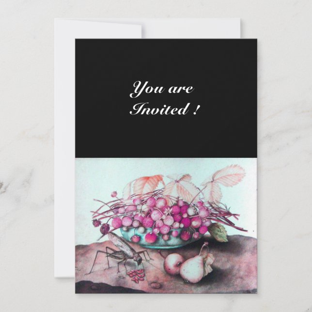 SEASON'S FRUITS / STRAWBERRIES AND PEARS INVITATION (Front)