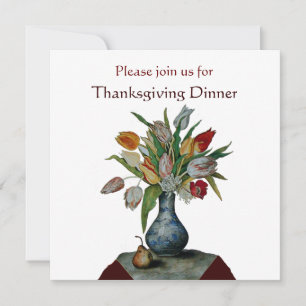 SEASON'S FRUITS /TULIPS Thanksgiving Dinner White Invitation