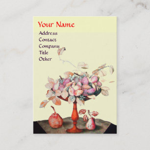 SEASON'S FRUITS VASE,FLOWERS,LEAVES PEARS MONOGRAM BUSINESS CARD